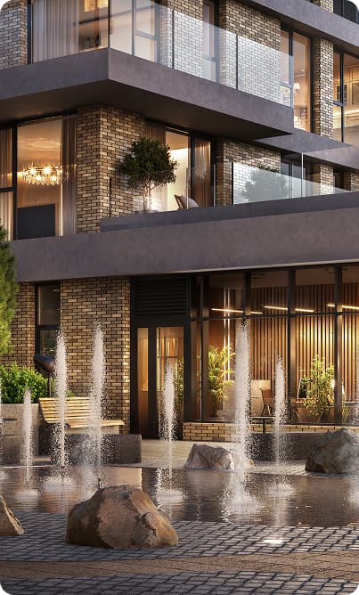 Плаза с фонтаном