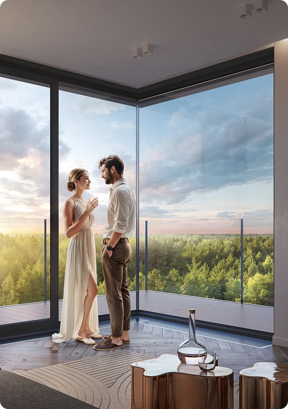 Панорамные виды  на хвойный лес