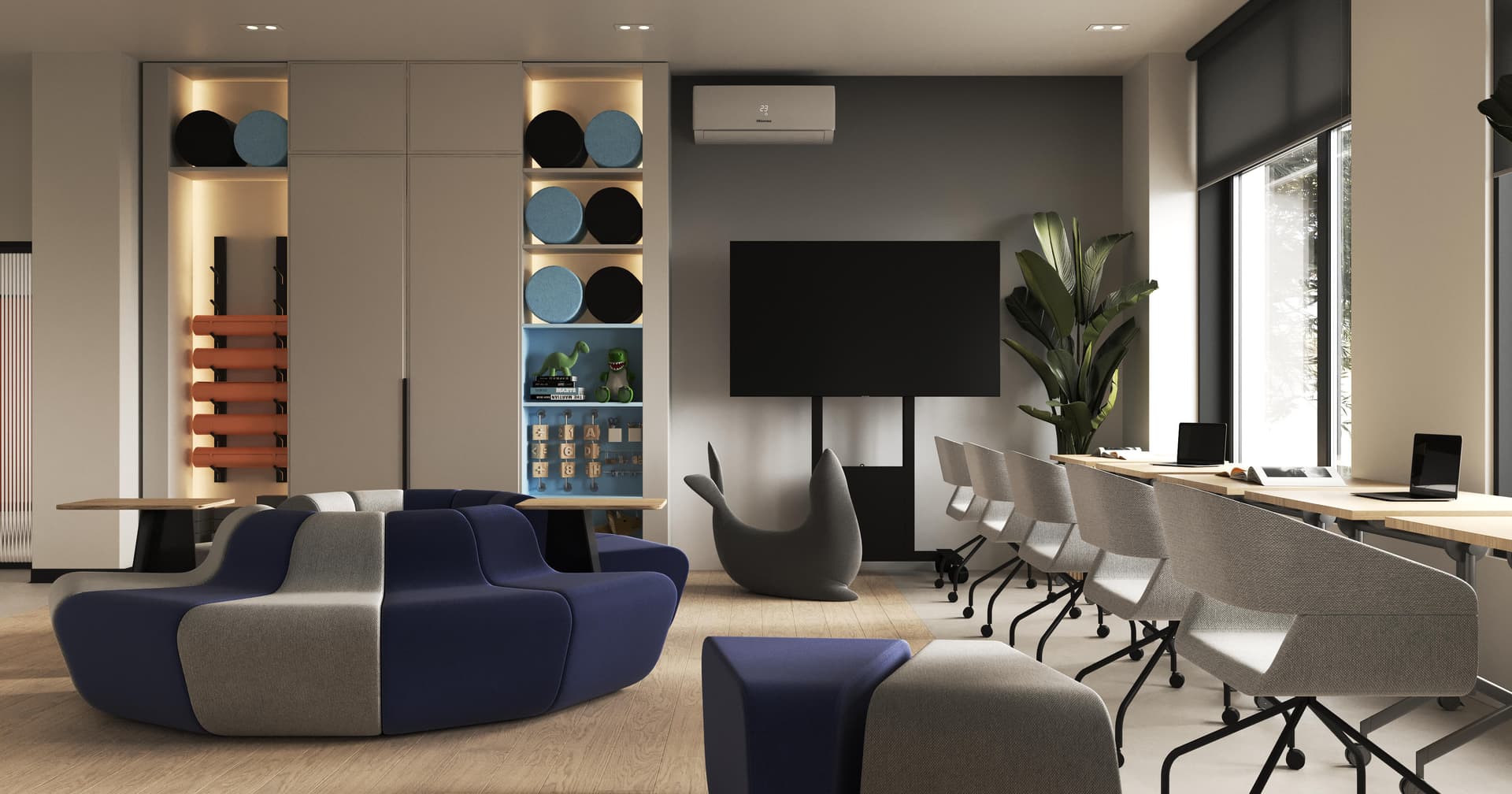 Коворкинг, детская и спортивная зоны