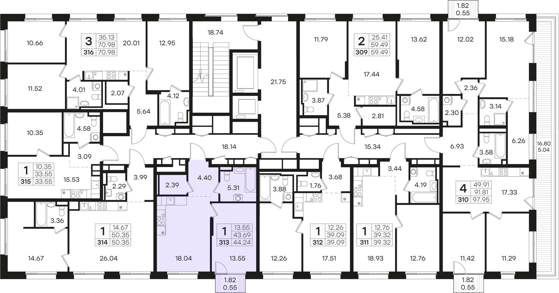 Расположение на этаже