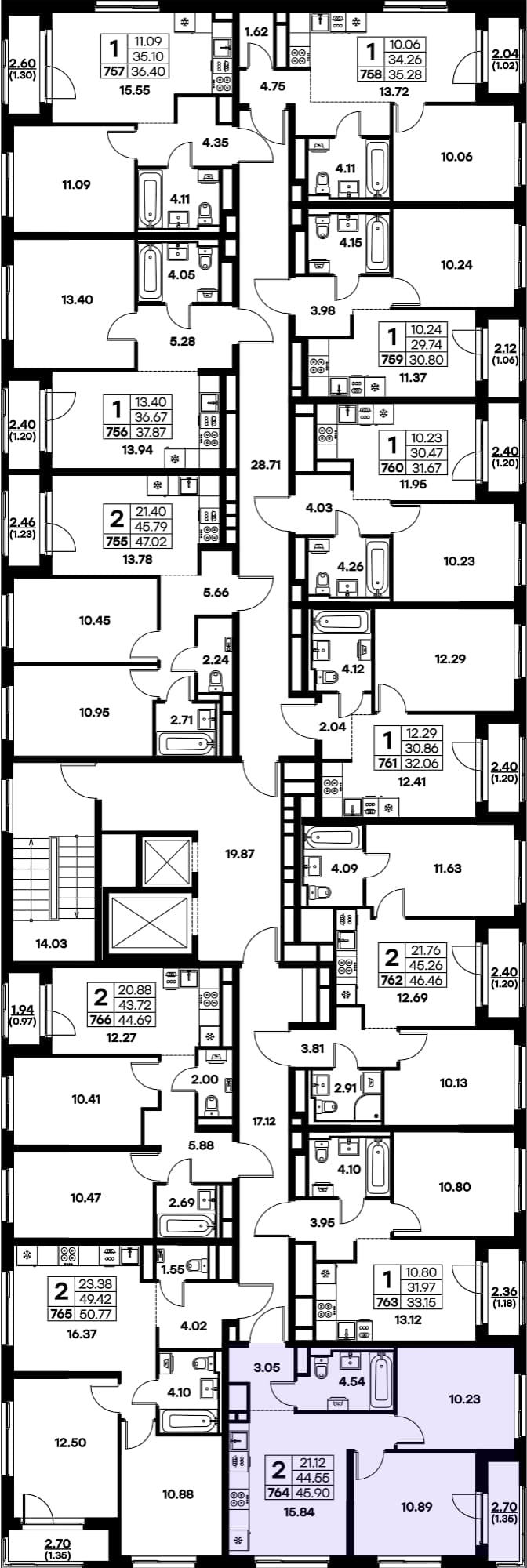 Расположение на этаже