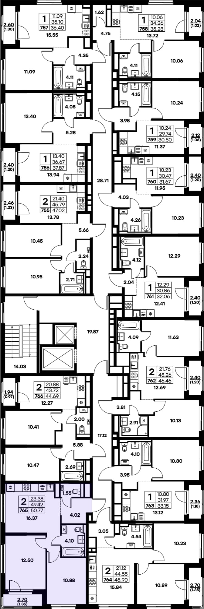 Расположение на этаже